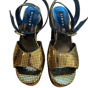 Simon Miller Rink Metallic Platform Sandals, Size 40